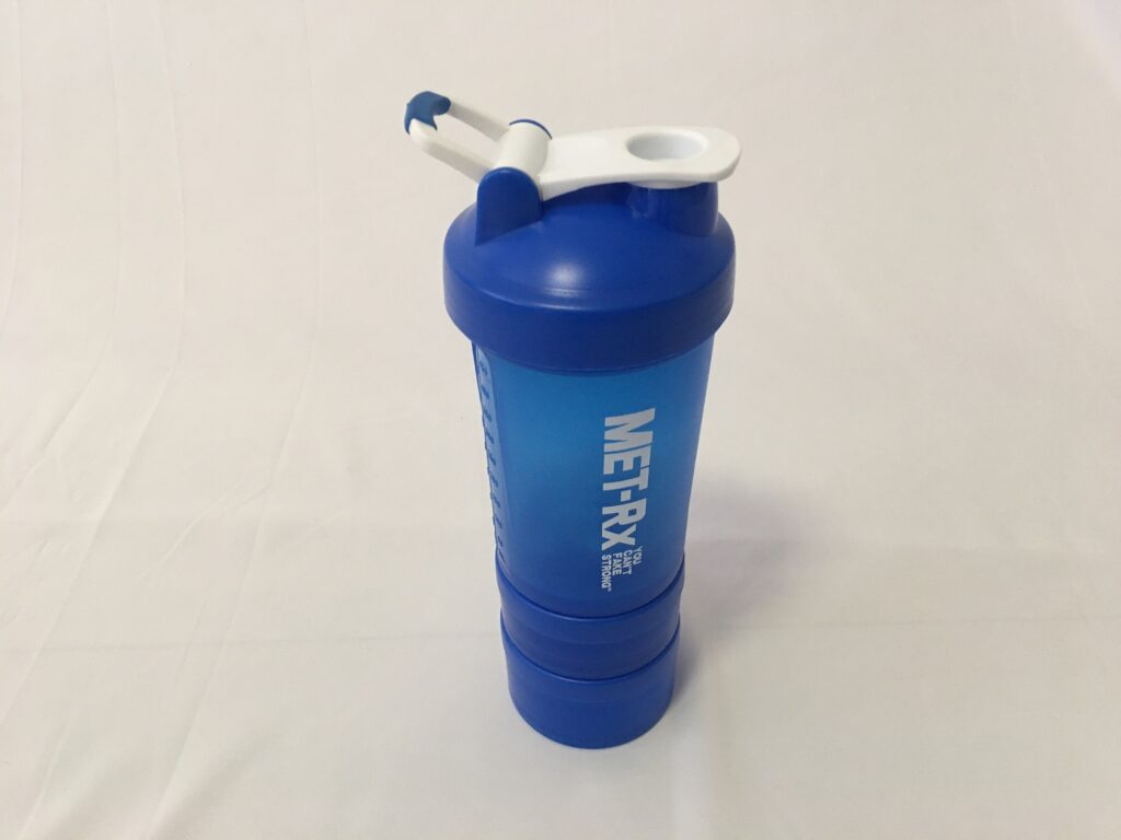 Multi-compartment Protein Shaker Bottle with Hook and Wire Whisk Ball